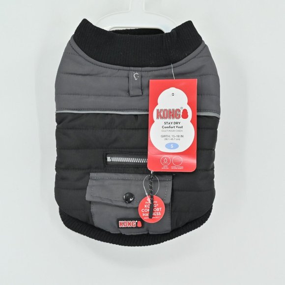 NEW KONG Dog Stay Dry Comfort Puffer Vest Clothes Outfit Costume Black Sz Small - Picture 2 of 5